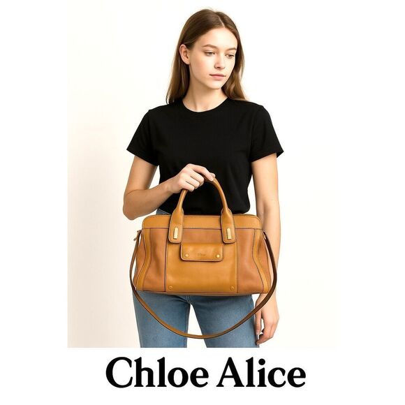Chloé Alice Édition Spéciale Limited Edition Tote Bag – Camel Brown Leather, #7 - Picture 3 of 11